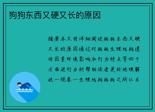 狗狗東西又硬又長(zhǎng)的原因