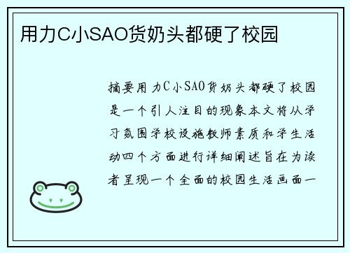 用力C小SAO貨奶頭都硬了校園